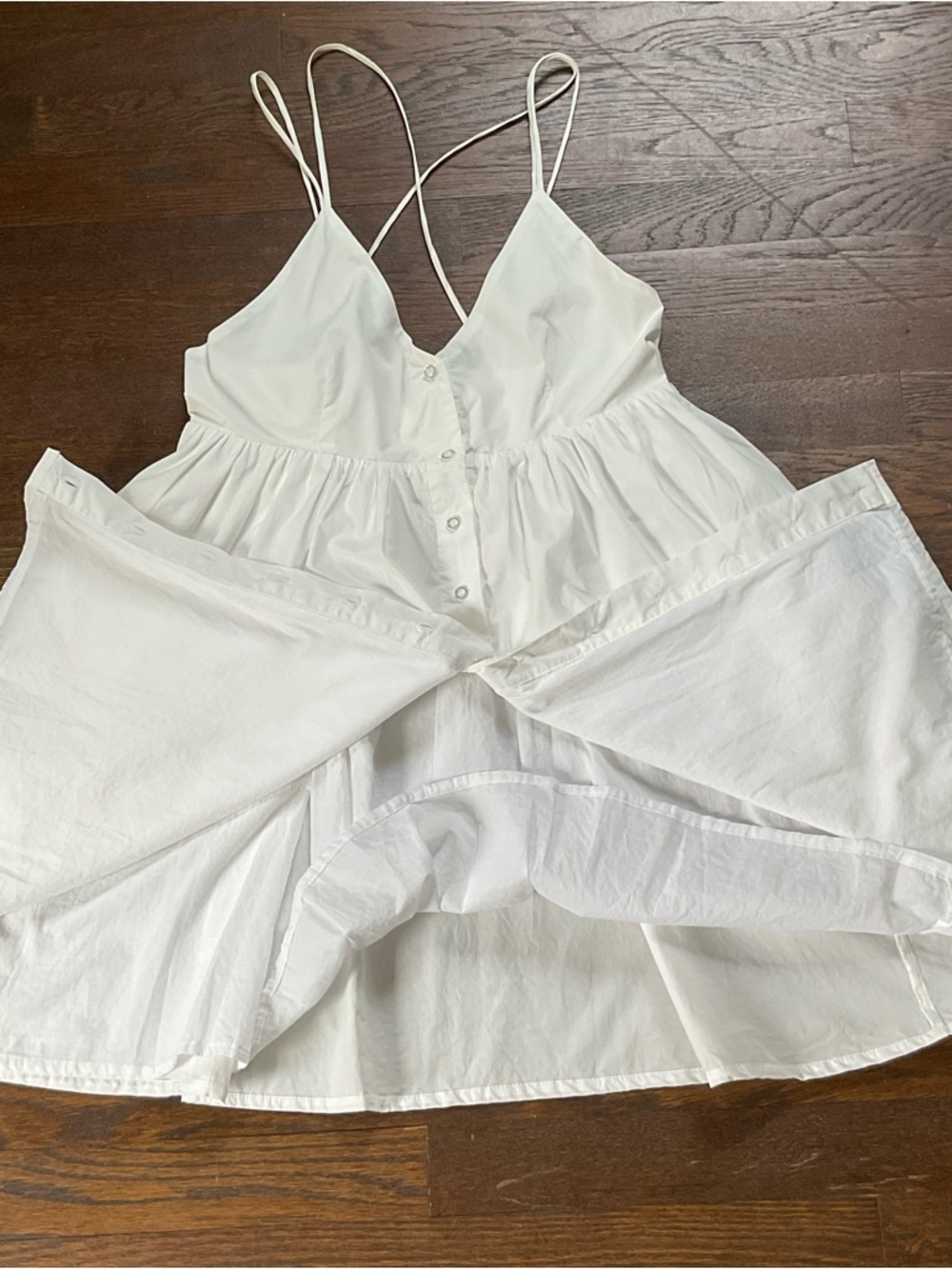 Scandi Minimalist White Cotton Mini Dress GESTUZ Resort Babydoll Pockets - Picture 13 of 16